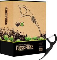 Fil dentaire écologique en charbon de bambou, 100 % biodégradable, en matériau végétal, double/simple fil, saveur menthe