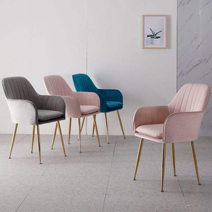 Chaise de salle à manger en velours de luxe, portable et écologique, pour la maison, le bureau et l'hôtel, design minimaliste moderne - Product Image 6