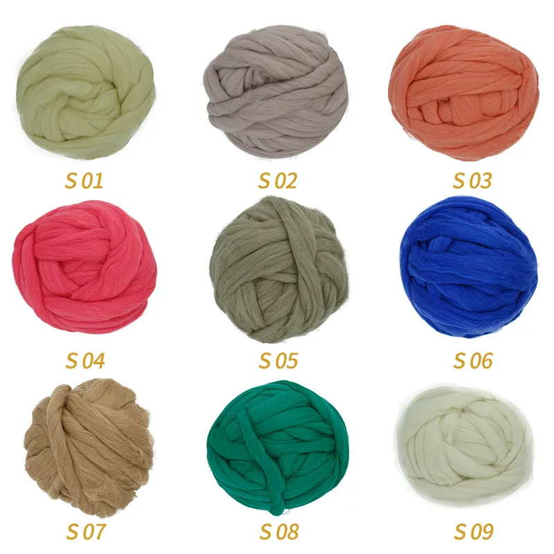 かぎ針編みのための各種卸売スーパーチャンキー手編み糸100% メリノウール糸。