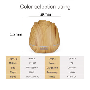 Difusor de grano de madera de 400ml con diseño de flores de nuevo producto con apagado automático sin agua - Product Image 4