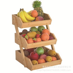 Étagère de rangement en bambou multicouche Yrin pour la cuisine, les légumes, les fruits, le pain, organisateur de bureau, panier en bois à 3 niveaux - Product Image 3