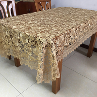 Nappe en dentelle faite à la main 100% polyester, motif floral doré en relief, style américain, 150cm*220cm, pour la maison, les fêtes, les mariages, les banquets