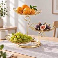 Support à fruits en fer à 3 niveaux, style européen, présentoir à desserts pour la maison, la cuisine, le café