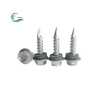 Goldensea Factory Wholesale White Zinc Plate Self Tapping Spoon Point Hex Head Screw