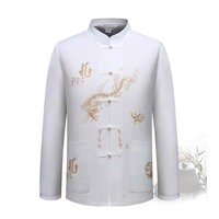 T-shirt décontracté à manches longues brodé style Hanfu Tang chinois traditionnel CTCS-001