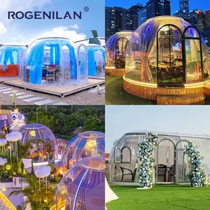 Rogenilan Casa de cúpula de policarbonato de vidro iglu geodésico transparente para hotel resort, mais novo tamanho personalizado