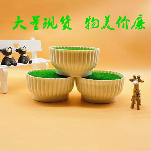 Pot de fleurs en plastique Qi Xing, à rayures verticales, ovale, plante artificielle, décoration d'intérieur - Product Image 2