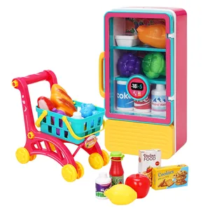 FiveStar儿童塑料超市迷你购物分解推车玩具带冰箱假装游戏屋玩具套装