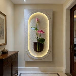 Pintura Decorativa de Relieve Geométrico 3D Hecha a Mano al por Mayor, Pintura Decorativa para Porche, Pintura de Piedra Arenisca con Motivos Vegetales, Decoración del Hogar, Arte Mural Personalizado - Product Image 5