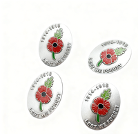 Badge de souvenir en forme de coquelicot, émail métallique, épingle à revers avec inscription « Ne pas oublier » pour les occasions commémoratives, épingle en métal personnalisable