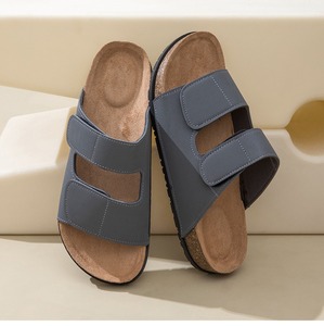 Sandales plates en liège à double velcro populaires en Europe pour hommes, avec sangle réglable, décontractées, pour la plage et la marche en extérieur - Product Image 3