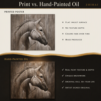 Peinture murale sur toile personnalisée en gros, motif cheval texturé argenté gris foncé de luxe, pour salon et hall d'hôtel