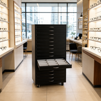 Vitrine de présentation de lunettes en cuir noir de luxe, verrouillable, avec tiroirs, pour le rangement des lunettes de soleil, vente au détail