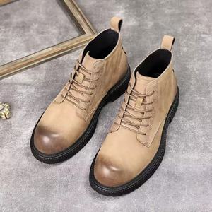 Bottes Chelsea de combat en cuir pour homme, style Brogue, à plateforme, imperméables, en cuir véritable, pour le travail en extérieur, à enfiler, avec semelle en caoutchouc épaisse - Product Image 5