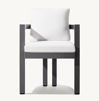 PORTOFINO Mobilier d'extérieur en aluminium de style américain Chaise à dossier en T et demi-cercles Chaise de salle à manger en aluminium fabriquée à la main avec bras