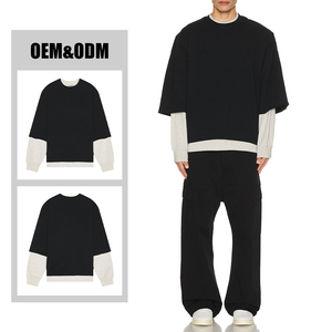 Sudadera Kingsen personalizada de algodón suave de doble capa de manga larga con cuello redondo, sudadera con logotipo personalizado desgastado para hombre - Product Image 2