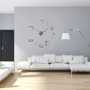 In stock hot sale largest size modern 3d diy sticker wall clock for home decor