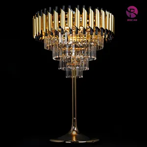 Gold Luxury Tall Crystal Acrylic Flower Stand Wedding Centerpiece