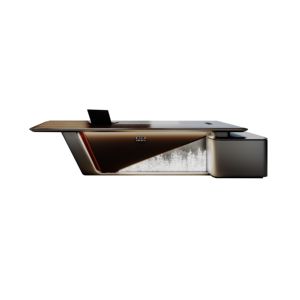 Ensemble de bureau et chaise de direction Tech Boss haut de gamme, moderne et classique, en MDF modulaire, avec base en acier, adapté pour la maison/le bureau/l'apartment - Product Image 6