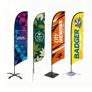 Drapeau plume en forme de couteau pour exposition, en polyester imperméable, impression couleur haute définition sans décoloration - Product Image 1