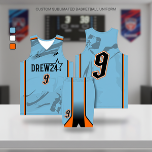 Комплект молодежной баскетбольной формы — настраиваемые дышащие комплекты с принтом для команд мальчиков и девочек, светло-голубые наборы - Product Image 1