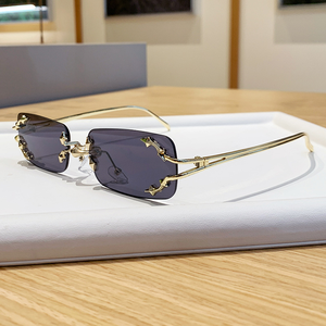 Gafas de Sol Personalizadas con Logotipo 2026, Montura Pequeña con Patillas Metálicas para Hombre y Mujer, Lentes Coloridas con Protección UV400, Gafas de Sol Cuadradas sin Montura - Product Image 2