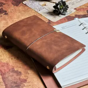 Travelers Vintage günlüğü dizüstü özel baskı logosu gevşek yaprak defter gezgin dergisi poliüretan deri defter