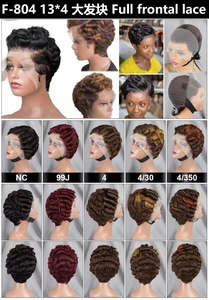 วิกผม Letsfly Pixie Curly ผมแท้ 100% วิกผมบ๊อบสั้น 13x4 ทรงพิกซี่คัท สี 99J วิกผมหน้าผากลูกไม้สำหรับผู้หญิงผิวสี - Product Image 6