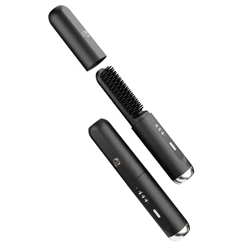 Mini Portable Rechargeable Cordless Professional Electric Hot Heating Fast Hair Straightener Brush Electric Power