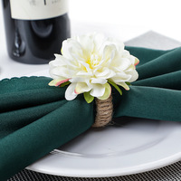 Anel de guardanapo de casamento, anel de guardanapo ecológico de flor falso, suporte de anel de guardanapo para jantar, casamento, festa de casamento