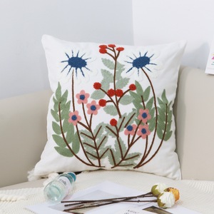 ปลอกหมอนผ้าฝ้ายลายปักลายดอกไม้แฟชั่นแบบชนบทสำหรับตกแต่งห้องรับแขกปลอกหมอนสี่เหลี่ยม - Product Image 4