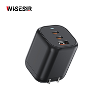 Chargeur rapide WISESIR 65W GaN QC3.0 3 ports Type-C USB-PD PPS OTP CE ROHS 92% d'efficacité Prise murale pour téléphone portable