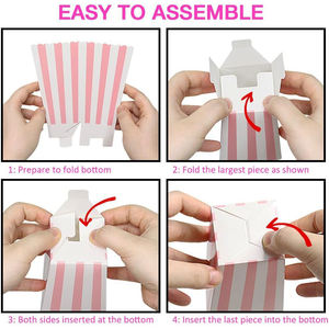 Ceremonia de graduación Cines Fiestas de cumpleaños Cajas de embalaje en forma de copa a rayas rosas para papas fritas - Product Image 2
