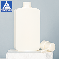 Bouteille de shampoing en gros de 300 ml, bouteille en plastique HDPE plate carrée vide blanche pour emballage de soins corporels, nettoyant, crème pour le visage, lotion