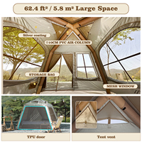Tente pneumatique Coody 5.8 - Beige, tente de camping familiale de luxe de haute qualité pour le camping en plein air, tente de camping gonflable