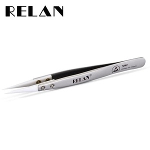 Relan Anti-static Tweezers ESD-259 Stainless Steel Non-magnetic Industrial Precision <b>Tool</b> - Product Image 3