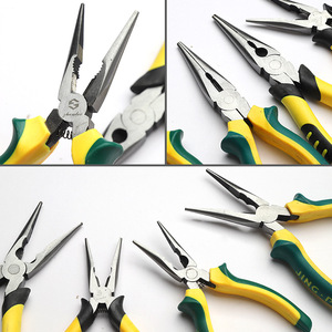 Alicates de Punta Fina de Acero al Carbono con Hoja Parcialmente Dentada, Grado Industrial, Mango Amarillo, Cortadores de Alambre - Product Image 3