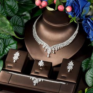 2024 nueva moda alta sensación diseño único Zirconia cúbica collar pendientes nupcial boda joyería fiesta conjunto - Product Image 1