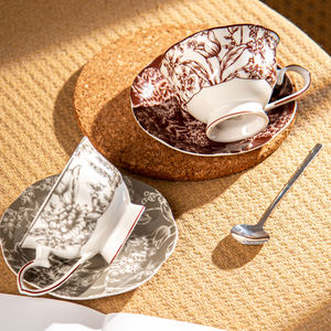 Tasses à thé et café et plats à thé Tasse et assiette et soucoupe en céramique rouge Taza <span class=keywords><strong>Tassa</strong></span> en porcelaine - Product Image 1