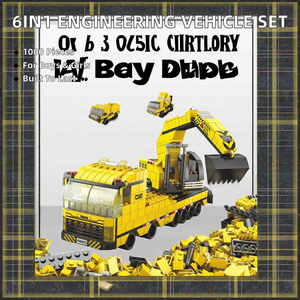 Juego de Bloques de Construcción de Modelos de Juguetes de Plástico ABS 1:36, Excavadora, Grúa, Camión, Manipulador, 6 en 1, 1000 Piezas, Edificios Modernos - Product Image 2