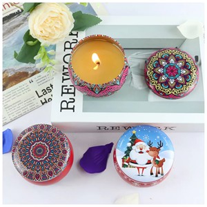 Bougie en boîte parfumée, cadeaux, petite bougie ronde en soja avec fleurs séchées, aromathérapie, huiles parfumées aux fleurs séchées, bougie - Product Image 6