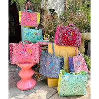 Sac à langer matelassé imprimé Paisley avec broderie, sac à bandoulière multi-poches avec fermeture éclair et pochette assortie