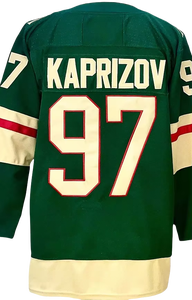 97 Kirill Kaprizov da uomo 29 Marc-Andre Fleury 14 Joel Eriksso 36 Zuccarello 17 Foligno maglie da Hockey su ghiaccio cucite all'ingrosso - Product Image 5