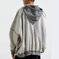 Sweat à capuche oversize en coton épais brodé pour homme, style streetwear, avec poche et coutures inversées, style hip-hop