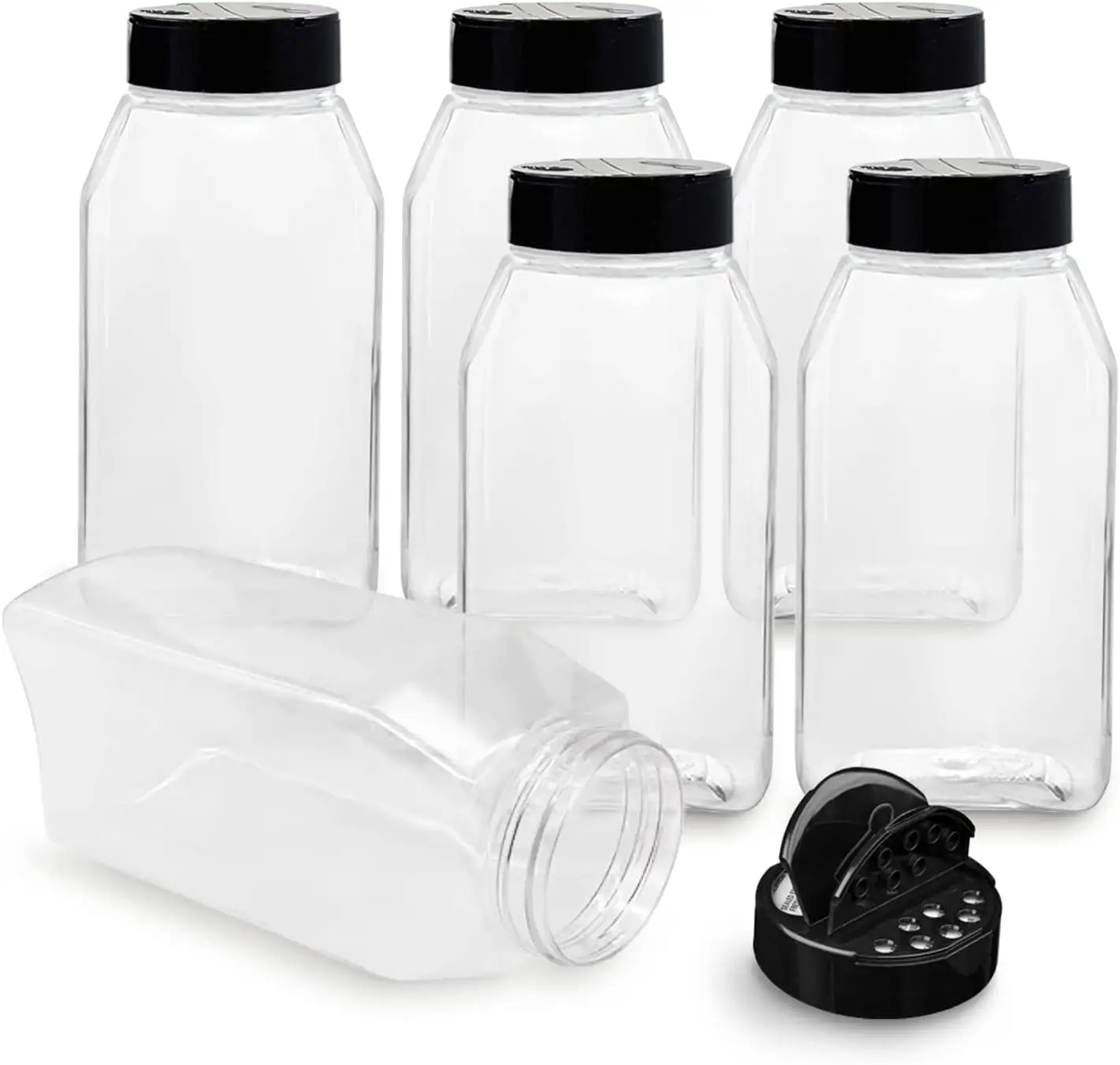 पुन: प्रयोज्य घरेलू मसाला बोतल ठीक नमक शेखर स्पष्ट प्लास्टिक रसोई मसाला बोतल काली मिर्च Shakers