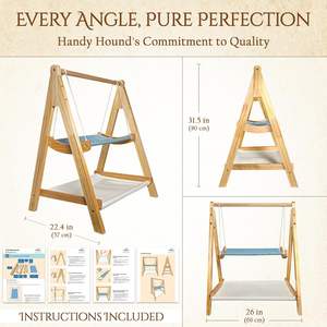 2 שכבות ערסל לחתול מיטה מוגבהט עץ מחמד עץ קומתיים עם סדינים רכים למיטת חתול פנימי - Product Image 4