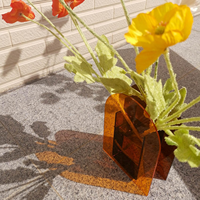 Vase à fleurs en acrylique élégant moderne et contemporain Type de glaçure transparente pour la décoration intérieure Utilisation de table-Également porte-stylo pinceau de maquillage