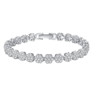 Pulsera de tenis Orelia Luxe chapada en oro blanco con circonitas, joyería certificada IGI, regalo para mujer - Product Image 1
