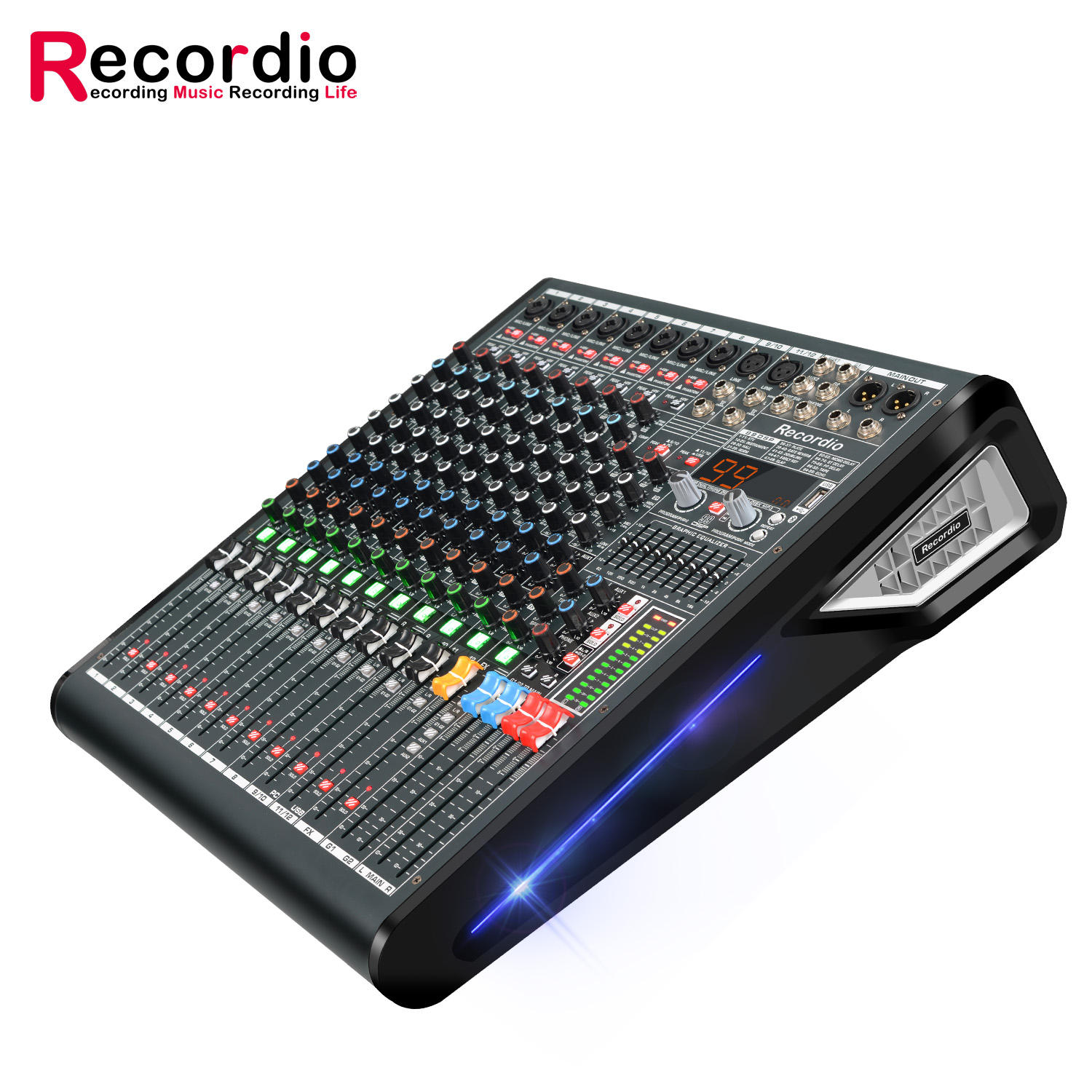 GAX-RWS12 Professional Dj Audio Mixer With 99-bit DSP Reverb Usb