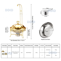 Hotel 8L Gold Hängender Edelstahl Chafing Dish Buffet-Set – Warmhaltegerät mit Alkoholheizung für Speisenpräsentation